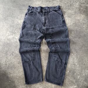Vintage WildAss Double Knee Jeans Mens 36x32 Black Faded Work Utility Logger